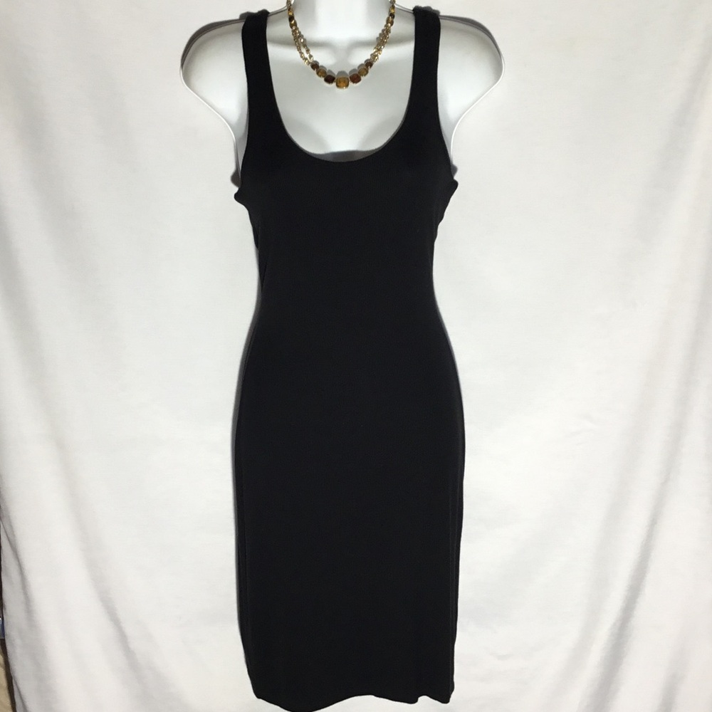 Sleek Black Midi Tank Dress - Versatile Women's Dress